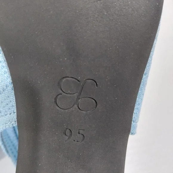 Cosy Island Light Blue Knit Pointed Toe Slingback Flared Heel Pumps Womens 9.5 - Picture 11 of 12